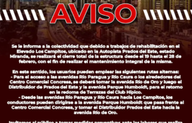 Elevado Los Campitos en Prados del Este estará cerrado desde el 19 hasta el 28-F