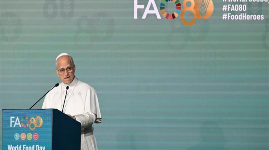 Papa León XIV calificó en la FAO al hambre como un fracaso colectivo