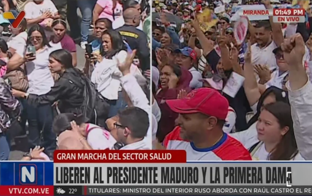 Profesionales de salud marchan para exigir la liberación del presidente Maduro y la primera dama