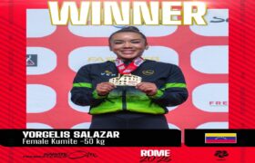 Yorgelis Salazar se coronó oro en el Karate One Premier League de Roma
