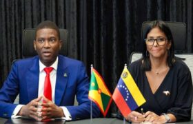 Presidenta (E) Delcy Rodríguez se reúne con el Primer Ministro de Grenada, Dickon Mitchell