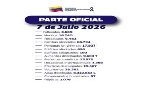 Parte oficial de atención y recuperación ante la reciente emergencia nacional