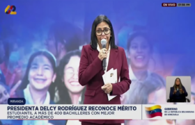 Presidenta Delcy Rodríguez destacó que 52 % de los mejores promedios provienen de escuelas públicas