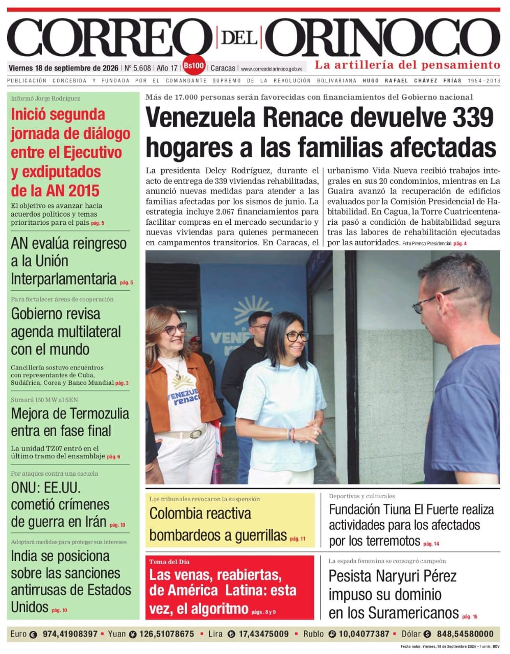 Edición Impresa Correo del Orinoco N° 5.608