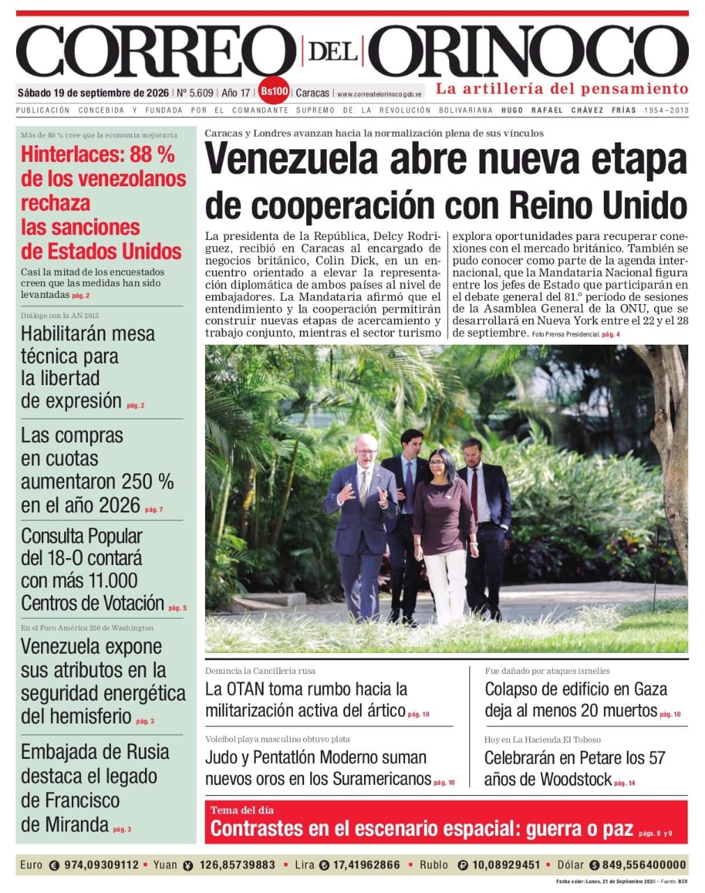 Edición Impresa Correo del Orinoco N° 5.609