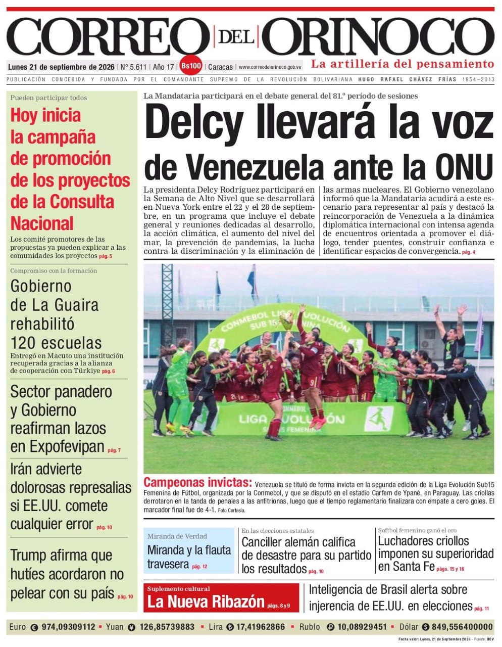 Edición Impresa Correo del Orinoco N° 5.611
