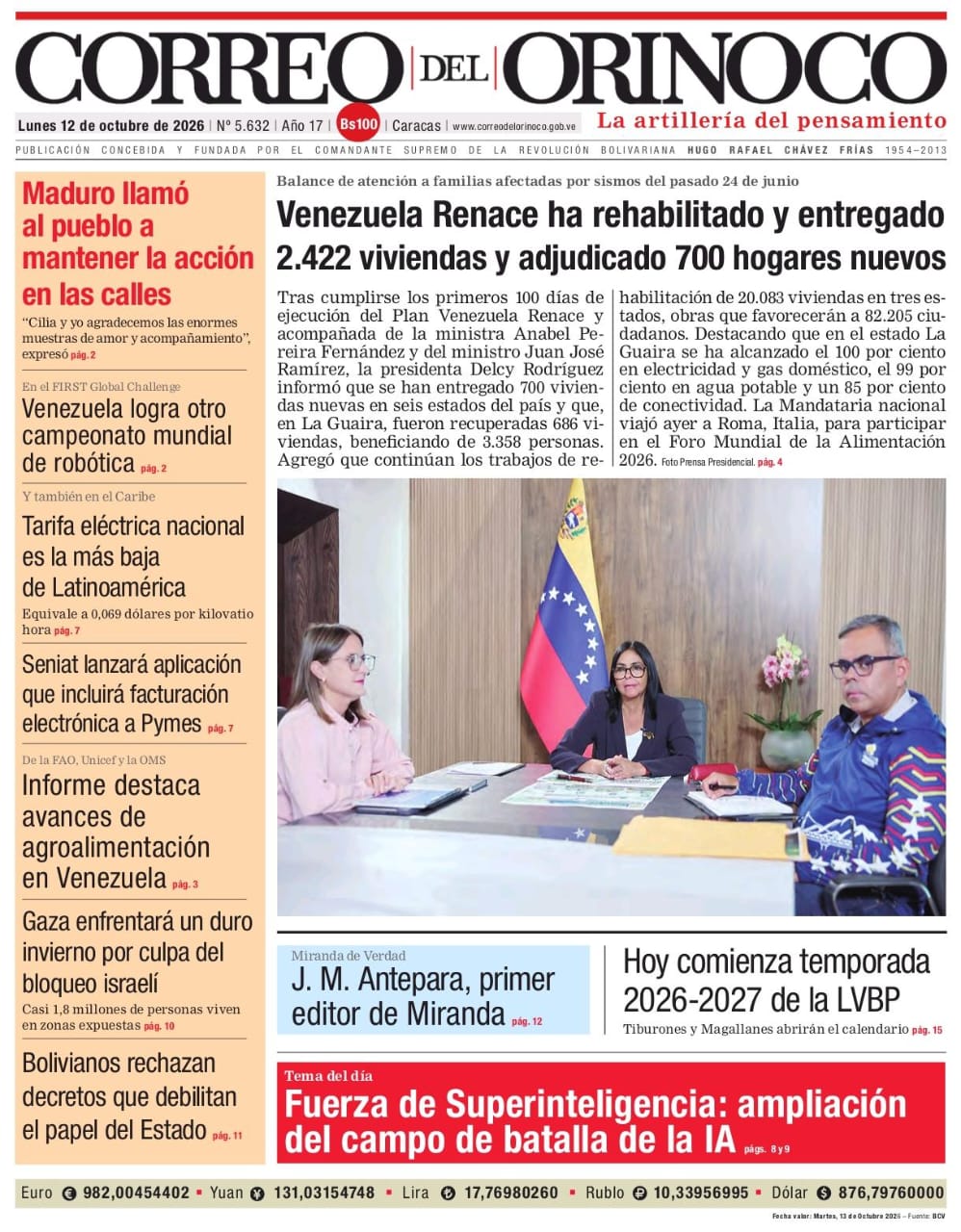 Edición Impresa Correo del Orinoco N° 5.632